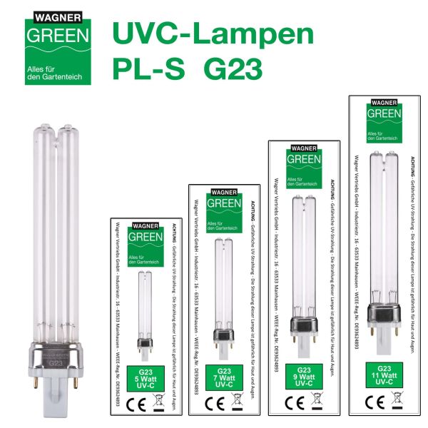 Wagner GREEN UVC Lampe G23 PL-S 9 Watt