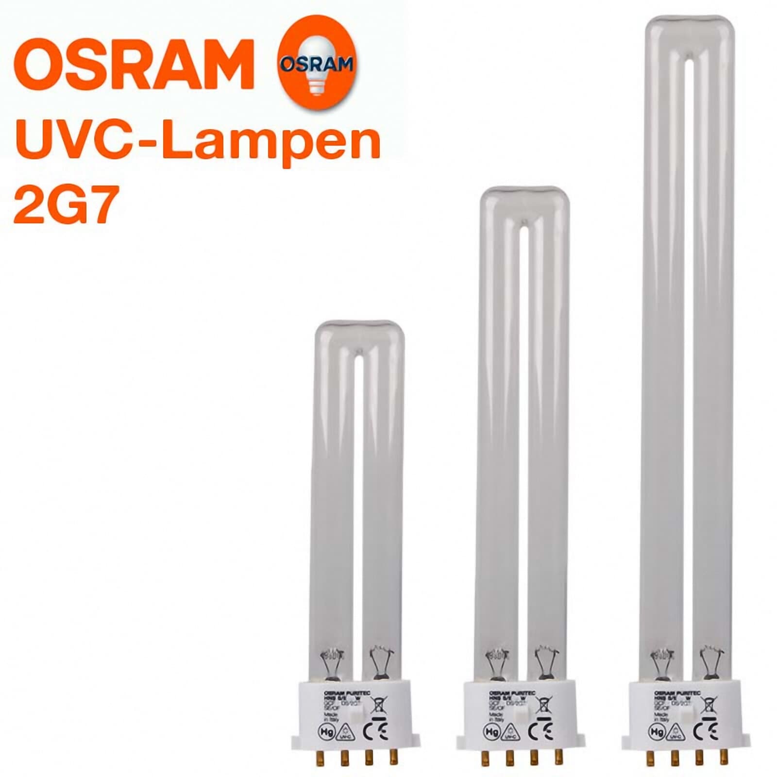 OSRAM Puritec HNS-S/E UV-C Lampe 2G7 Teich Algen Entkeimung 7 9 11 Watt UVC 